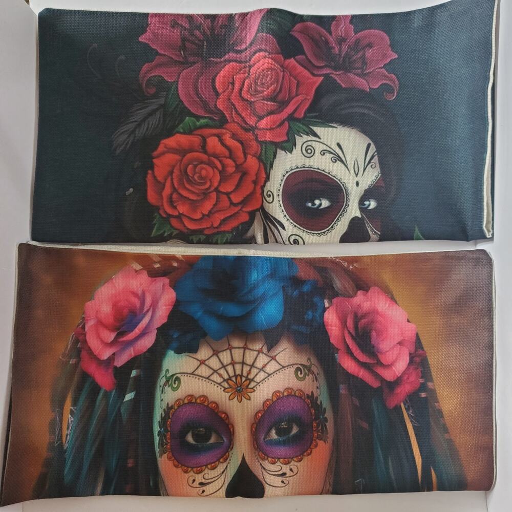Sugar Skull Pillowcase Cover Only Dia De Los Muertos Halloween Day Of The Dead